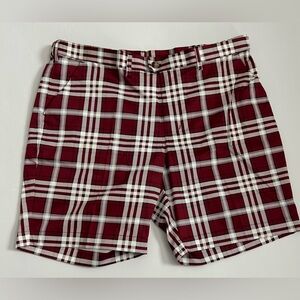 Men's Plaid Shorts Golf Shorts in Red and White 40